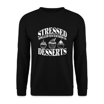 Stressed spelled backwards is Desserts Cupcakes - Unisex Sweatshirt - black - Front - Alina (178cm) & Michal (187cm)