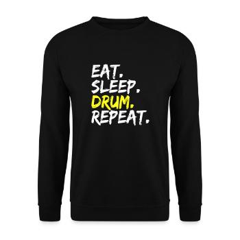 Eat Drum Sleep Repeat Trommel Schlagzeug Spieler - Unisex Pullover - Schwarz - Vorne - Alina (178cm) & Michal (187cm)