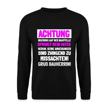 Bauherrin Geschenkidee - Unisex Pullover - Schwarz - Vorne - Alina (178cm) & Michal (187cm)