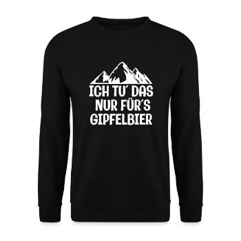 Ich tu´das nur für´s Gipfelbier Spruch Wanderer - Unisex Pullover - Schwarz - Vorne - Alina (178cm) & Michal (187cm)