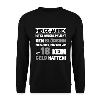 Die schöne Überraschung zum 66. Geburtstag - Unisex Pullover - Schwarz - Vorne - Alina (178cm) & Michal (187cm)