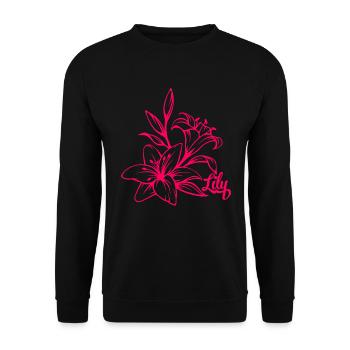 Lilie Blüte Pflanze - Unisex Pullover - Schwarz - Vorne - Alina (178cm) & Michal (187cm)