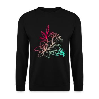 Lys fleurs plante - Sweat-shirt Unisexe - noir - Devant - Alina (178cm) & Michal (187cm)