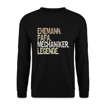 Mechaniker Ehemann Papa Legende Autoschrauber - Unisex Pullover - Schwarz - Vorne - Alina (178cm) & Michal (187cm)