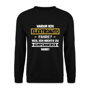 Warum ich Elektroauto fahre? - Unisex Pullover - Schwarz - Vorne - Alina (178cm) & Michal (187cm)