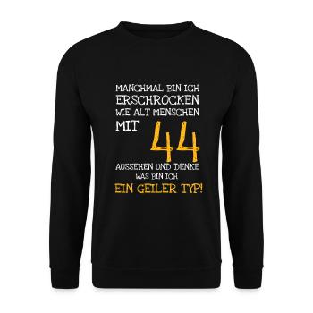 44. Geburtstag erschreckend gutaussehend - Unisex Pullover - Schwarz - Vorne - Alina (178cm) & Michal (187cm)