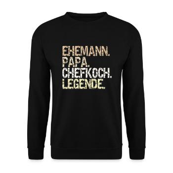 Koch Chefkoch Küchenchef Legende Ehemann Papa - Unisex Pullover - Schwarz - Vorne - Alina (178cm) & Michal (187cm)