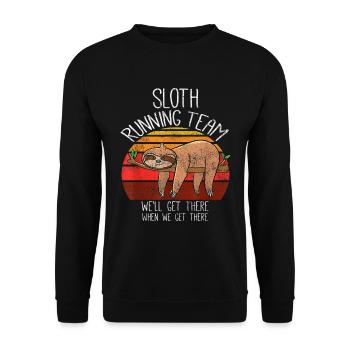 Faultier Faultiere Lauf Running Team Ankommen - Unisex Pullover - Schwarz - Vorne - Alina (178cm) & Michal (187cm)