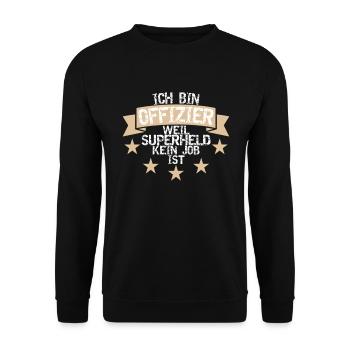 Offizier Berufssoldaten Kaserne Bundeswehr Outfit - Unisex Pullover - Schwarz - Vorne - Alina (178cm) & Michal (187cm)