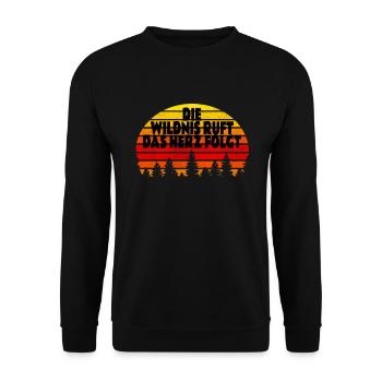Camper Camping Wildnis Spruch Wohnmobil Natur - Unisex Pullover - Schwarz - Vorne - Alina (178cm) & Michal (187cm)