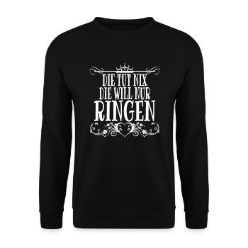 Ringen Ringer Spruch Kampfsport Damen Geschenk - Unisex Pullover - Schwarz - Vorne - Alina (178cm) & Michal (187cm)