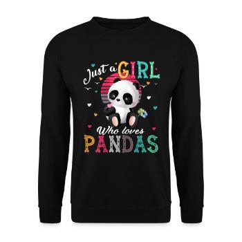 Panda Cool Just a girl Nur ein Mädchen liebt Panda - Unisex Pullover - Schwarz - Vorne - Alina (178cm) & Michal (187cm)