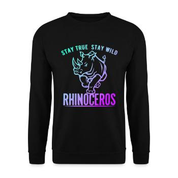 Rhinocéros Afrique Désert Désert Sauvons - Sweat-shirt Unisexe - noir - Devant - Alina (178cm) & Michal (187cm)