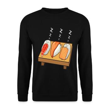 Sushi Sleeps on Table Kawaii Sweet - Unisex Sweatshirt - black - Front - Alina (178cm) & Michal (187cm)