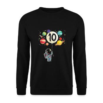 10th Birthday Happy Birthday Child Astronaut - Unisex Sweatshirt - black - Front - Alina (178cm) & Michal (187cm)
