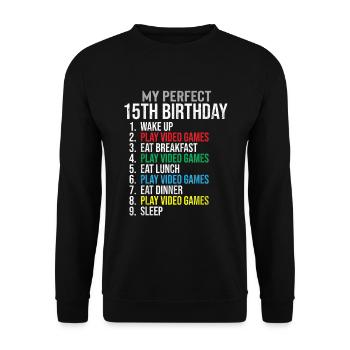 15ème anniversaire happy birthday jeux de niveau 15 - Sweat-shirt Unisexe - noir - Devant - Alina (178cm) & Michal (187cm)