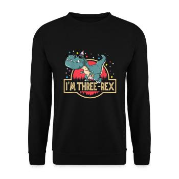 3rd Birthday Happy Birthday Dino T Rex Three Rex - Unisex Sweatshirt - black - Front - Alina (178cm) & Michal (187cm)