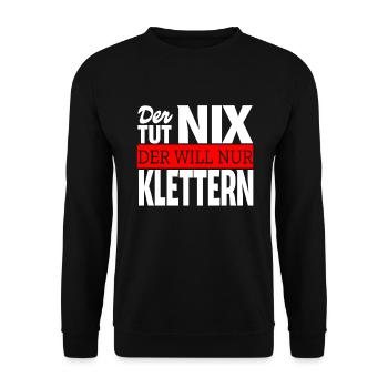 Klettern Sportklettern Kletterurlaub Kletterer - Unisex Pullover - Schwarz - Vorne - Alina (178cm) & Michal (187cm)