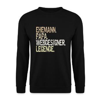 Ehemann Papa Webdesigner Legende Beruf Geschenk - Unisex Pullover - Schwarz - Vorne - Alina (178cm) & Michal (187cm)