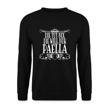 Die will nur Paella spanisches Essen Spanienurlaub - Unisex Pullover - Schwarz - Vorne - Alina (178cm) & Michal (187cm)