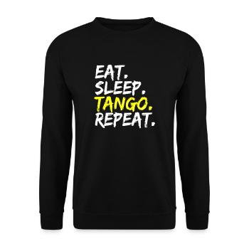 Eat Sleep Tango Repeat Tanzen Tänzer Outfit - Unisex Pullover - Schwarz - Vorne - Alina (178cm) & Michal (187cm)