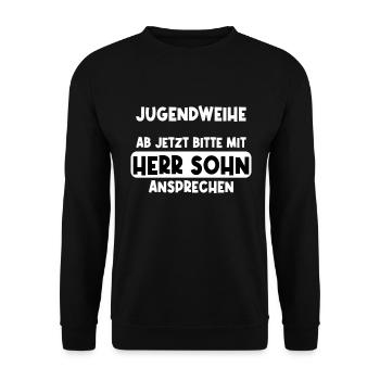 Jugendweihe Junge Sohn Jugend Geschenk - Unisex Pullover - Schwarz - Vorne - Alina (178cm) & Michal (187cm)