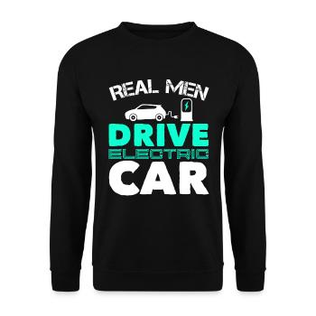 E Car Electric Car Green - Unisex Sweatshirt - black - Front - Alina (178cm) & Michal (187cm)