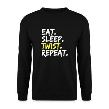 Eat Sleep Twist Repeat Spruch Tänzer Outfit - Unisex Pullover - Schwarz - Vorne - Alina (178cm) & Michal (187cm)