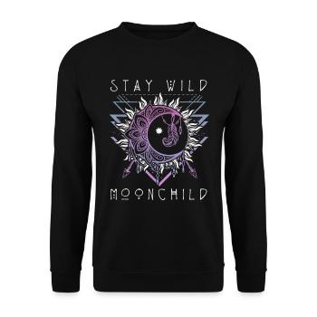 Wild Moonchild Live by the sun Love by the moon - Unisex Pullover - Schwarz - Vorne - Alina (178cm) & Michal (187cm)