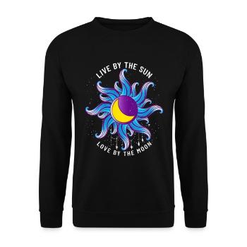 Wild Moonchild Live by the sun Love by the moon - Unisex Pullover - Schwarz - Vorne - Alina (178cm) & Michal (187cm)
