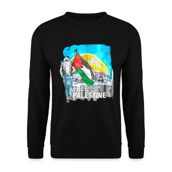 Palestine Liberté libre Liberté Gaza - Sweat-shirt Unisexe - noir - Devant - Alina (178cm) & Michal (187cm)