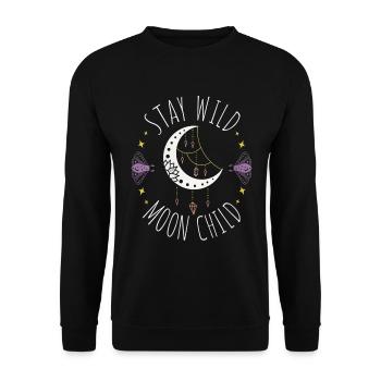 Wild Moonchild Live by the sun Love by the moon - Unisex Pullover - Schwarz - Vorne - Alina (178cm) & Michal (187cm)