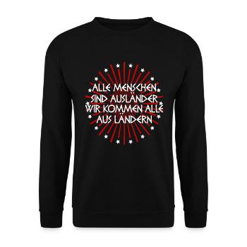 Antifaschismus Antifaschist Mensch Geschenk - Unisex Pullover - Schwarz - Vorne - Alina (178cm) & Michal (187cm)