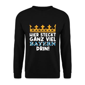 Bayern dahoam bayrisch Flagge Geschenkidee - Unisex Pullover - Schwarz - Vorne - Alina (178cm) & Michal (187cm)
