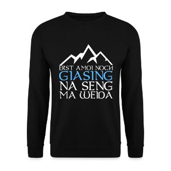 Giesing Bayern bayrisch Spruch Geschenk - Unisex Pullover - Schwarz - Vorne - Alina (178cm) & Michal (187cm)