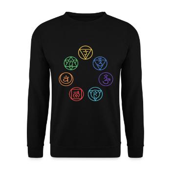 Chakra Yoga Meditation Chakras Geschenk - Unisex Pullover - Schwarz - Vorne - Alina (178cm) & Michal (187cm)