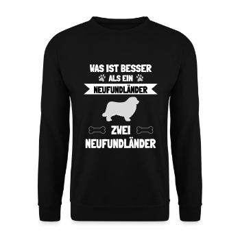 Lustige Neufundländer Geschenkidee - Unisex Pullover - Schwarz - Vorne - Alina (178cm) & Michal (187cm)