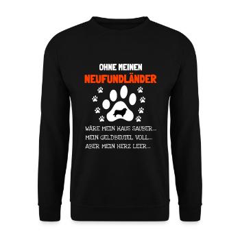 Ich brauche nur meinen Neufundländer - Unisex Pullover - Schwarz - Vorne - Alina (178cm) & Michal (187cm)
