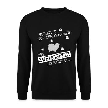 Mein Zwergspitz ist mehr als perfekt - Unisex Pullover - Schwarz - Vorne - Alina (178cm) & Michal (187cm)