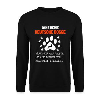 Deutsche Dogge Geschenkidee - Unisex Pullover - Schwarz - Vorne - Alina (178cm) & Michal (187cm)
