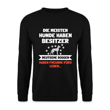Hund Deutsche Dogge - Unisex Pullover - Schwarz - Vorne - Alina (178cm) & Michal (187cm)