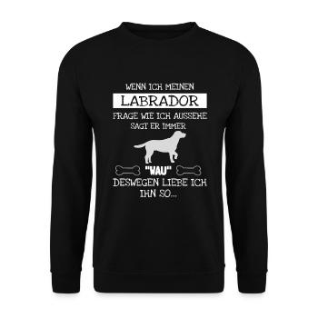 Hund Labrador - Unisex Pullover - Schwarz - Vorne - Alina (178cm) & Michal (187cm)