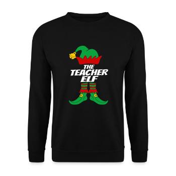 The Teacher Elf Lehrer Ugly Christmas Design - Unisex Pullover - Schwarz - Vorne - Alina (178cm) & Michal (187cm)
