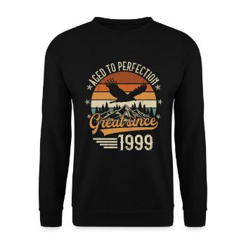 1999 Vintage Vintage Rétro Cadeau d’anniversaire - Sweat-shirt Unisexe - noir - Devant - Alina (178cm) & Michal (187cm)