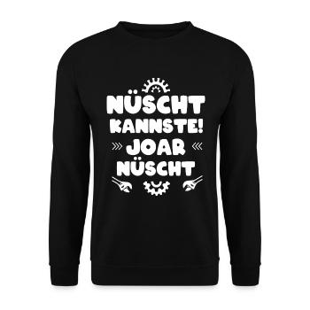Handwerker ostdeutsch DDR Spruch Geschenk - Unisex Pullover - Schwarz - Vorne - Alina (178cm) & Michal (187cm)