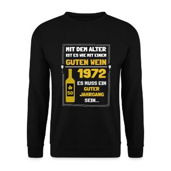 1972 und 50. Geburtstag Geschenkidee - Unisex Pullover - Schwarz - Vorne - Alina (178cm) & Michal (187cm)