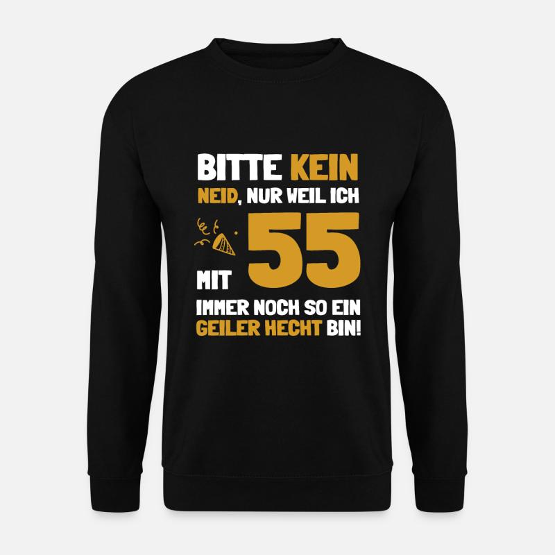 Mit 55 Jahren ein geiler Hecht Geburtstag - Unisex Pullover - Schwarz