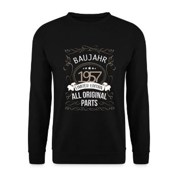 Baujahr 1957 - Unisex Pullover - Schwarz - Vorne - Alina (178cm) & Michal (187cm)