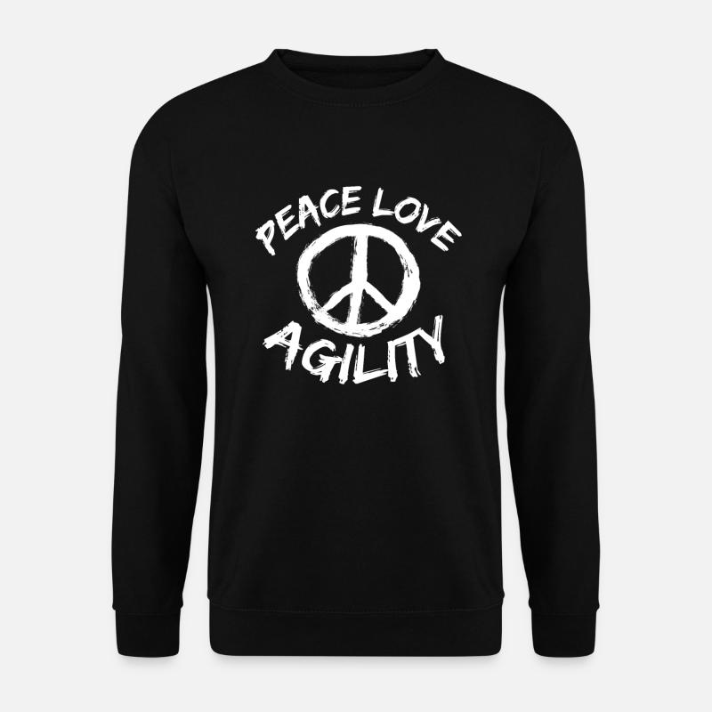 Peace Love Agility Geschenk Hundetrainer Design - Unisex Pullover - Schwarz