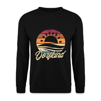 Dorfkind Sonnenuntergang - Unisex Pullover - Schwarz - Vorne - Alina (178cm) & Michal (187cm)